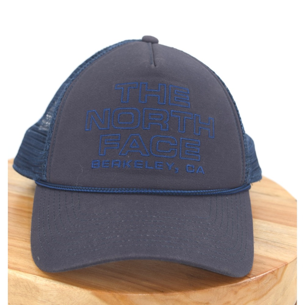 The North Face Hat Mens Trucker Berkeley CA Logo Blue Adjustable Cap